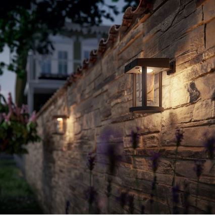 Philips - LED соларен стенен фенер с датчик за движение и здрач CAMILL LED/1,4W/3,7V 2000 mAh IP44