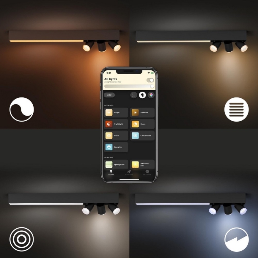 Philips - LED RGBW Регулируемо точково осветително тяло LED/25W/230V + 3xGU10/5,7W