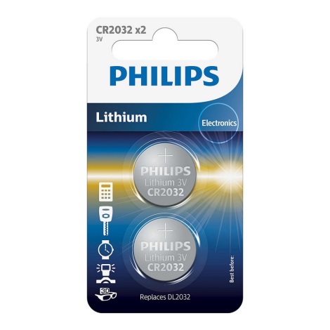 Philips CR2032P2/01B - 2 бр. Литиева батерия плоска CR2032 MINICELLS 3V