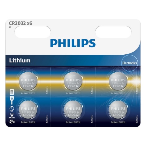 Philips CR2032P6/01B - 6 ks Литиева батерия плоска CR2032 MINICELLS 3V