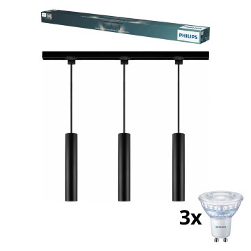 Philips - Димируем LED полилей на кабел за релсова система EASYLINK 3xGU10/6,2W/230V 2200-2700K 1m черен