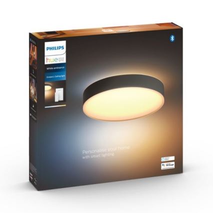 Philips - LED димируем таванен плафон Hue LED/33,5W/230V 2200-6500K диаметър 425 мм, черен + дистанционно управление