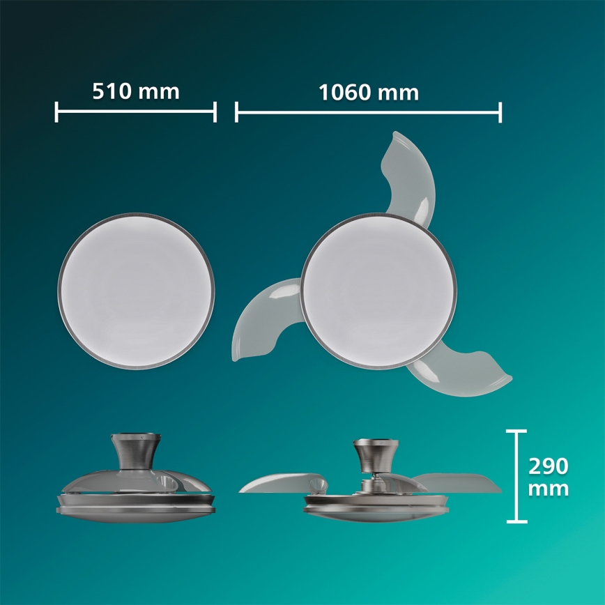 Philips - димируемо LED таванно осветително тяло с вентилатор ATLAS LED/35W/230V матов хром + дистанционно управление