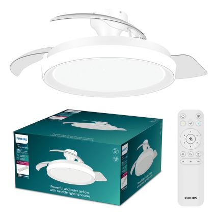 Philips - Димируема LED таванна лампа с вентилатор BLISS LED/35W/230V бяла + дистанционно управление