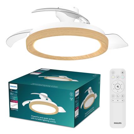 Philips - LED димируемо таванно осветително тяло с вентилатор BLISS LED/35W/230V кафяво + дистанционно управление