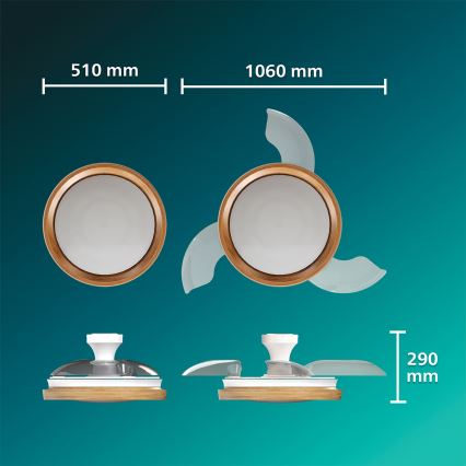 Philips - LED димируемо таванно осветително тяло с вентилатор BLISS LED/35W/230V кафяво + дистанционно управление