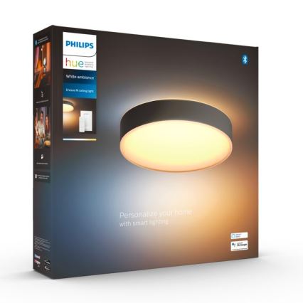 Philips - Димируемо LED таванно осветително тяло Hue LED/19,2W/230V 2200-6500K Ø 381 мм черно + дистанционно управление