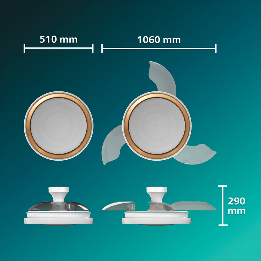 Philips - LED димируемо таванно осветително тяло с вентилатор BLISS LED/35W/230V в златисто + дистанционно управление