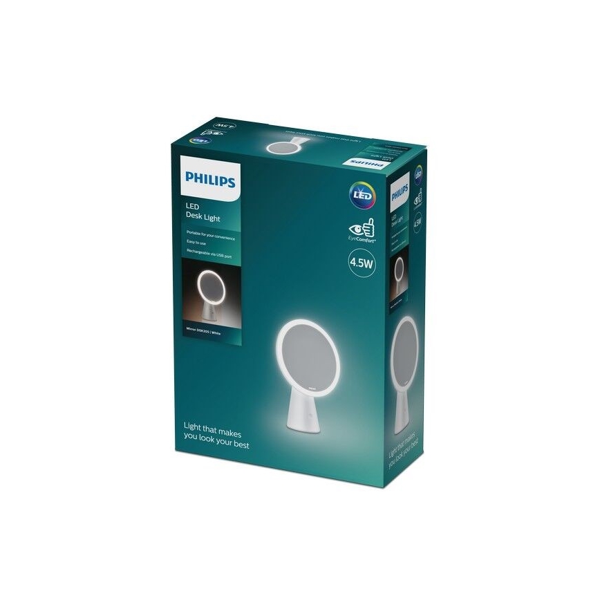 Philips - Димируемо козметично огледало с LED подсветка MIRROR LED/4,5W/5V