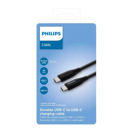 Philips DLC5206C/00 - USB кабел USB-C 3.0 конектор 2м черен/сив