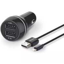 Philips DLP2357V/10 - Зарядно за кола 2xUSB/12V + кабел  USB/lightning конектор