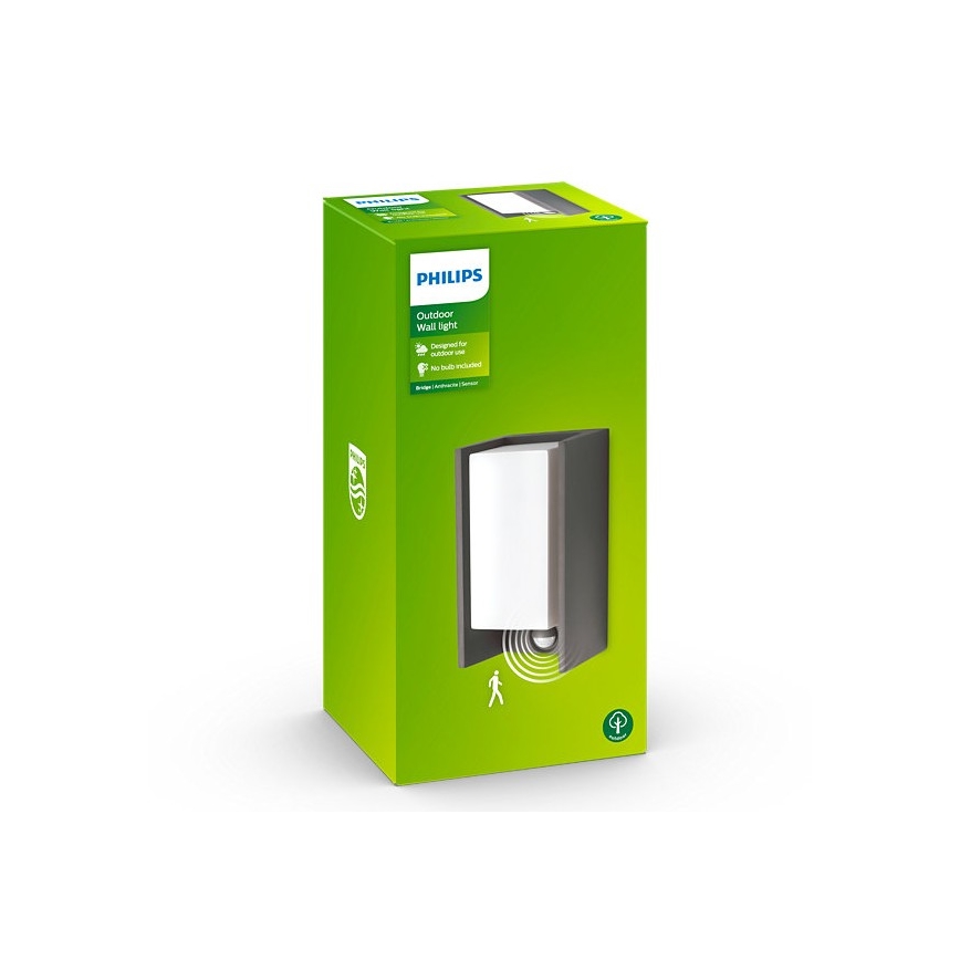 Philips - Екстериорен аплик със сензор BRIDGE 1xE27/15W/230V IP44
