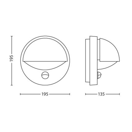 Philips - Екстериорен аплик със сензор JUNE 1xE27/12W/230V IP44