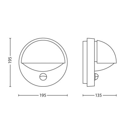 Philips - Екстериорен аплик със сензор 1xE27/12W/230V IP44