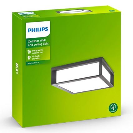 Philips - Екстериорна лампа SKIES 2xE27/14W/230V IP44 антрацит