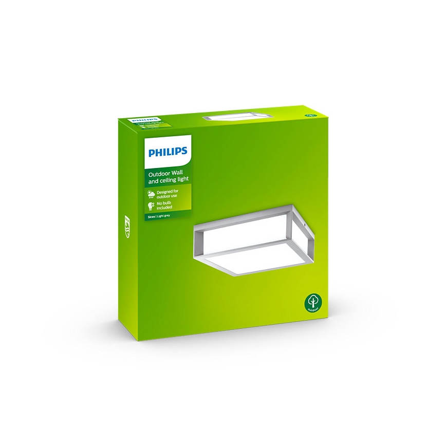 Philips - Екстериорна лампа 2xE27/14W/230V IP44 сива