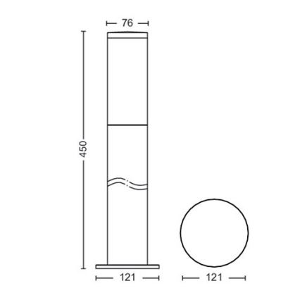 Philips - Екстериорна лампа 1xE27/20W/230V 45см IP44