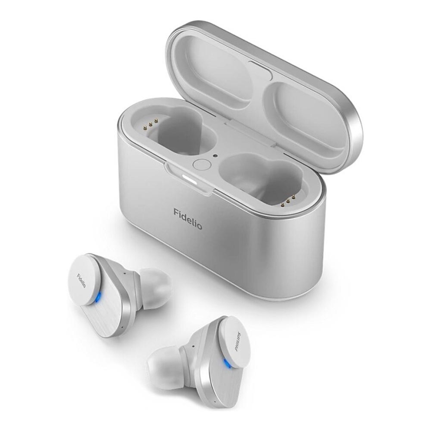 Philips Fidelio T1WT/00 - Безжични слушалки IPX4 2x 60 mAh + 650 mAh сребристи