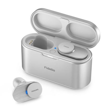 Philips Fidelio T1WT/00 - Безжични слушалки IPX4 2x 60 mAh + 650 mAh сребристи
