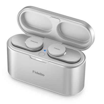 Philips Fidelio T1WT/00 - Безжични слушалки IPX4 2x 60 mAh + 650 mAh сребристи