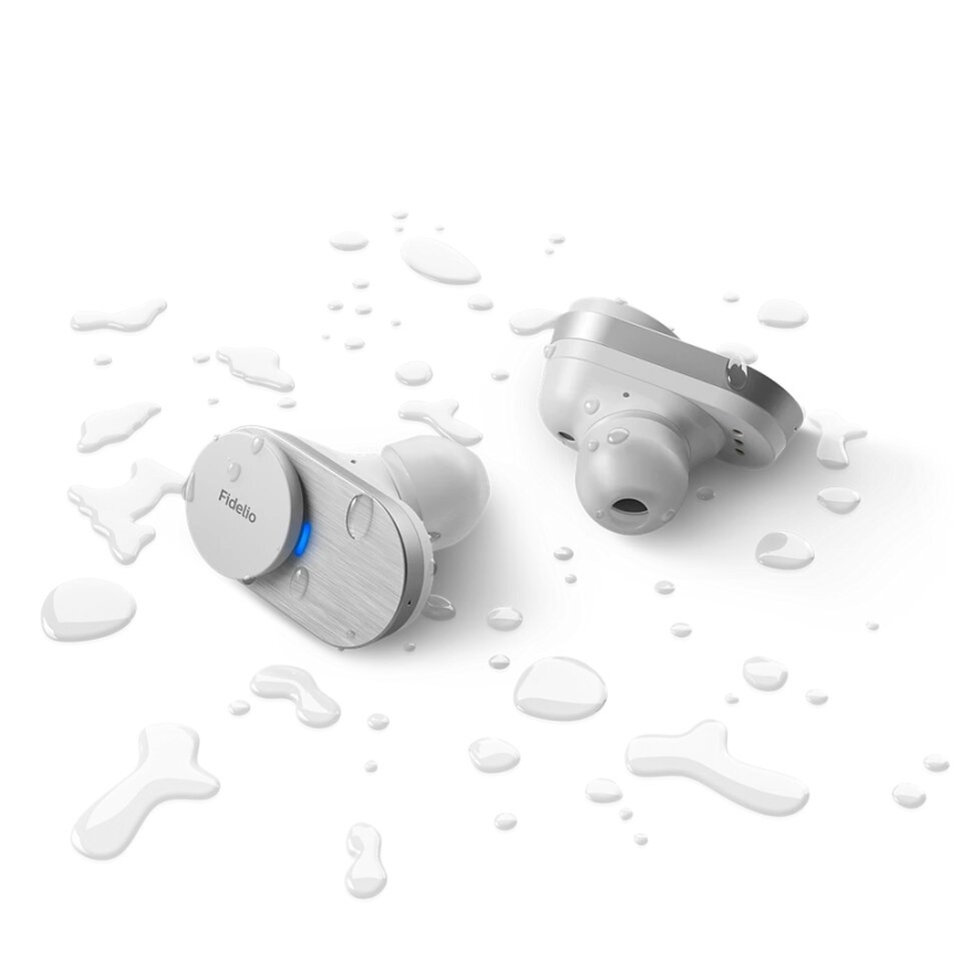 Philips Fidelio T1WT/00 - Безжични слушалки IPX4 2x 60 mAh + 650 mAh сребристи