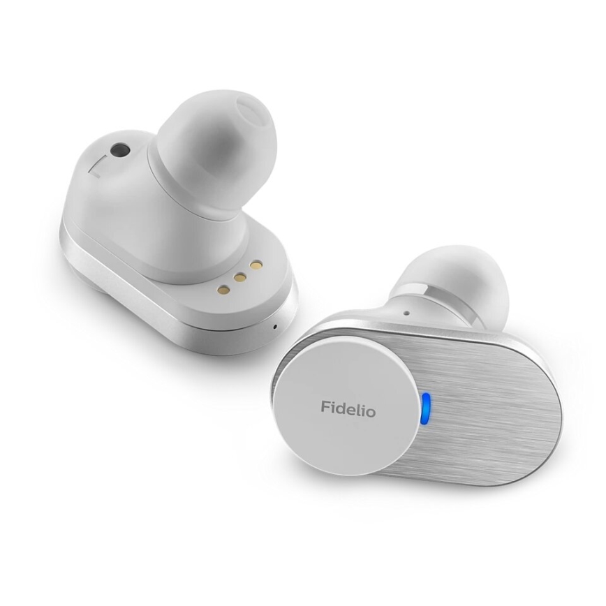 Philips Fidelio T1WT/00 - Безжични слушалки IPX4 2x 60 mAh + 650 mAh сребристи