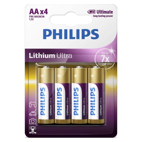 Philips FR6LB4A/10 - 4 бр. Литиева батерия AA LITHIUM ULTRA 1,5V 2400mAh