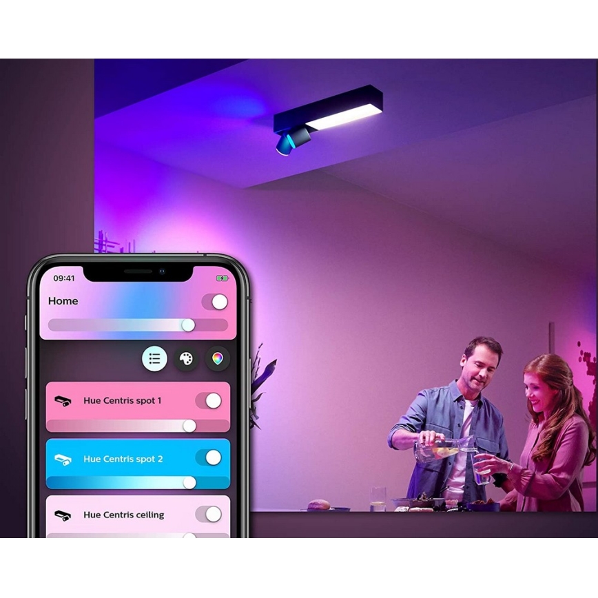 Philips - LED RGBW регулируемо точково осветително тяло Hue CENTRIS LED/11W/230V + 2xGU10/5,7W