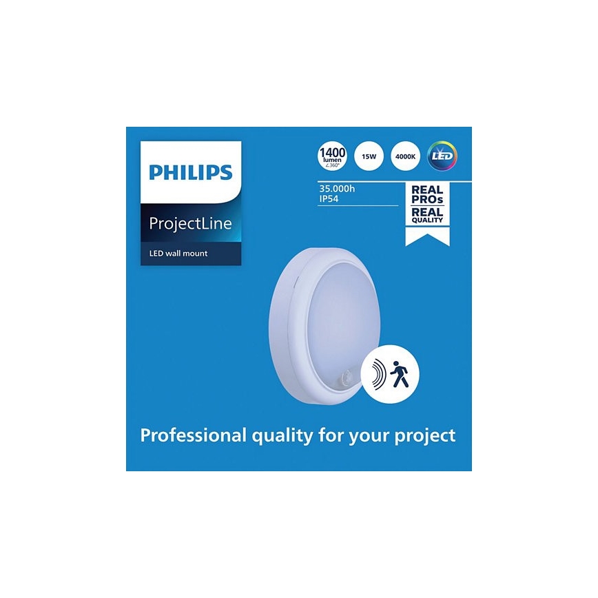 Philips - LED Аплик със сензор PROJECTLINE LED/15W/230V IP54