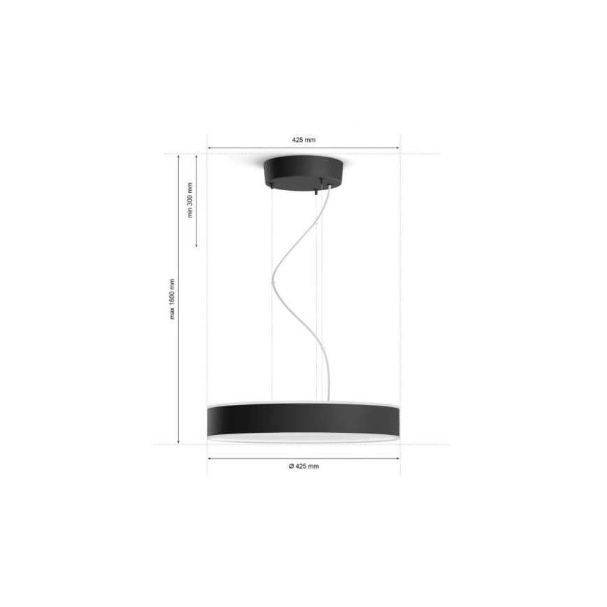 Philips - LED Димируем пендел Hue LED/33,5W/230V 2200-6500K черен + дистанционно управление