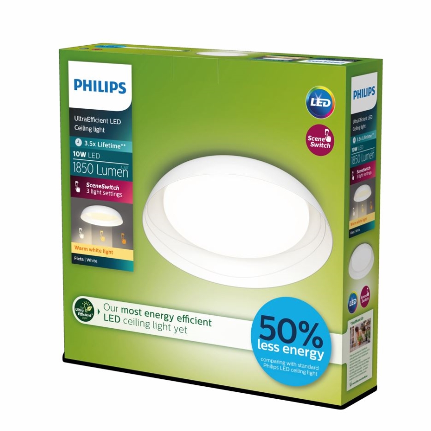 Philips - LED Димируем плафон FLETA SCENE SWITCH LED/10W/230V 2700K бял