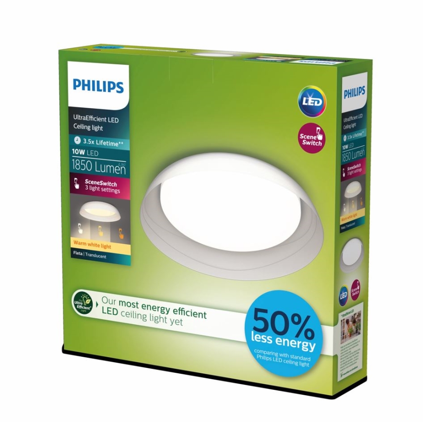 Philips - LED Димируем плафон FLETA SCENE SWITCH LED/10W/230V 2700K прозрачен