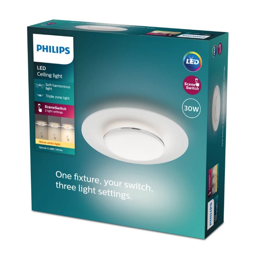 Philips- LED Димируем плафон SCENE SWITCH LED/30W/230V 2700K сребрист