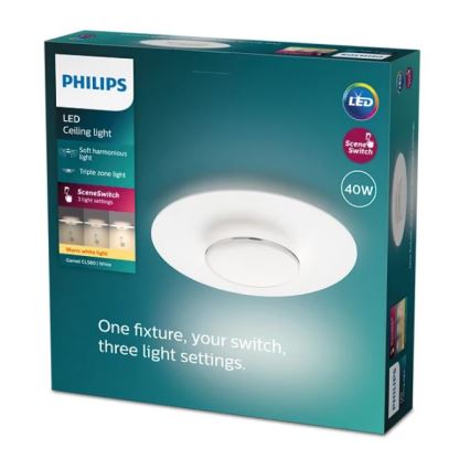 Philips- LED Димируем плафон SCENE SWITCH LED/40W/230V 2700K сребрист