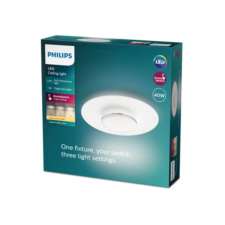 Philips- LED Димируем плафон SCENE SWITCH LED/40W/230V 2700K сребрист