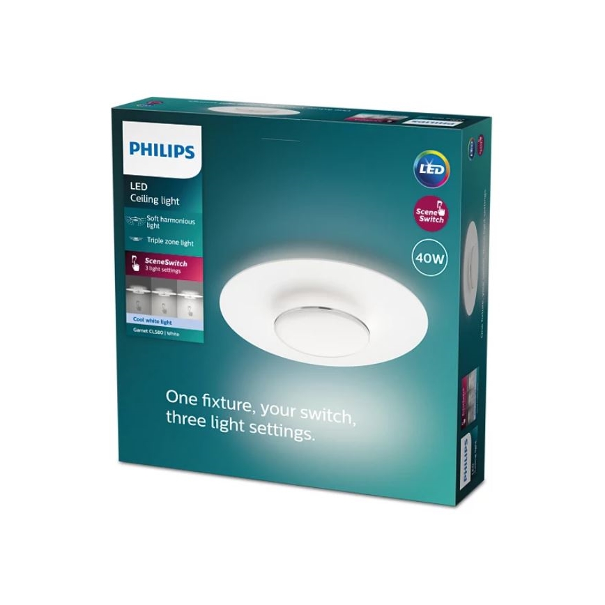 Philips- LED Димируем плафон SCENE SWITCH LED/40W/230V 4000K сребрист