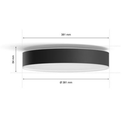 Philips - LED Димируем плафон Hue LED/19,2W/230V 2200-6500K Ø 381 мм черен + дистанционно управление