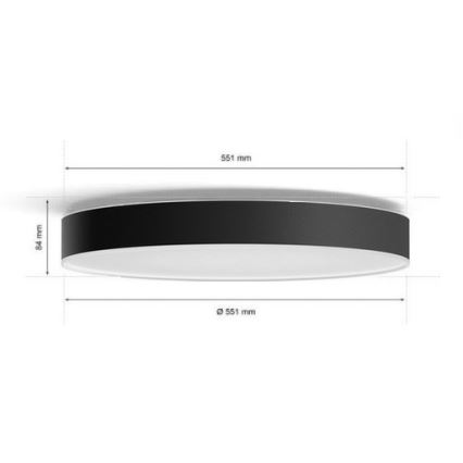 Philips - LED Димируем плафон Hue LED/48W/230V 2200-6500K Ø 551 мм черен + дистанционно управление
