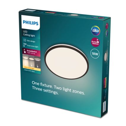 Philips - LED Димируем плафон SCENE SWITCH LED/18W/230V Ø 30 см 2700K черен