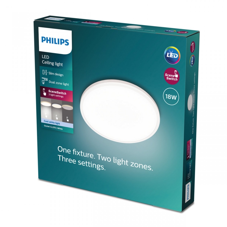 Philips - LED Димируем плафон SCENE SWITCH LED/18W/230V Ø 30 см 4000K бял