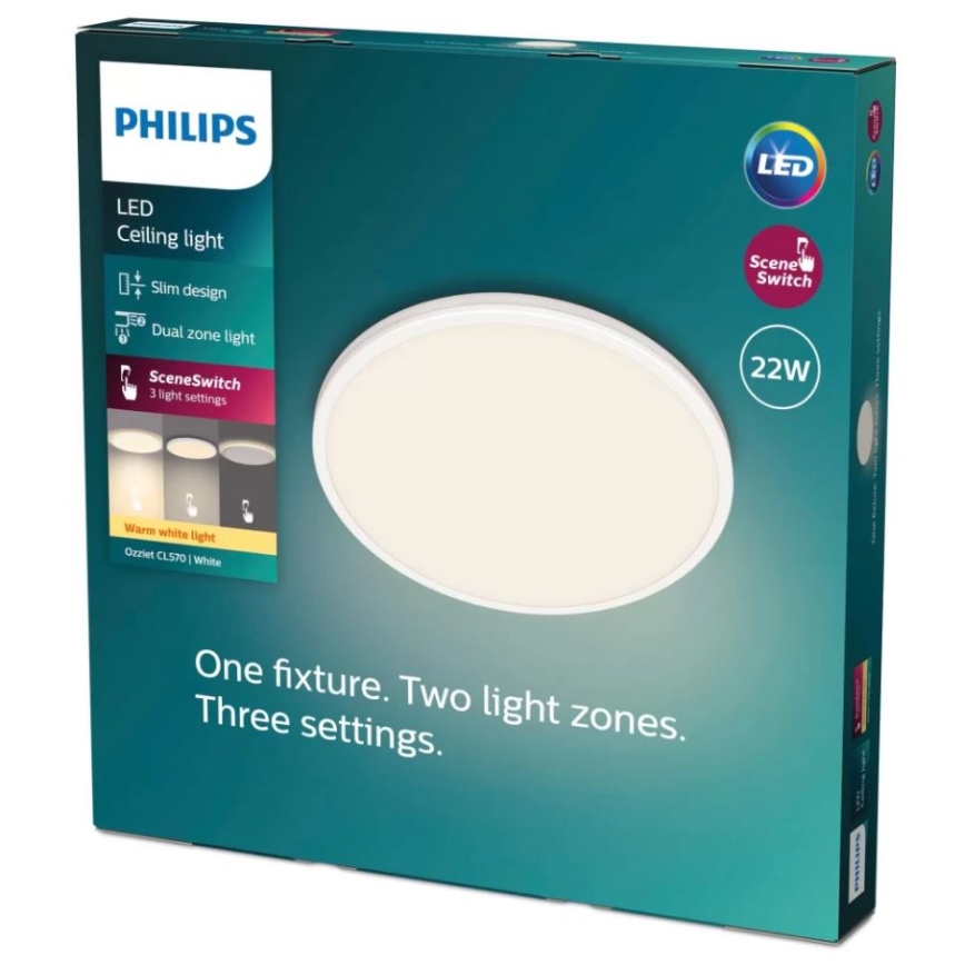 Philips - LED Димируем плафон SCENE SWITCH LED/22W/230V Ø 40 см 2700K бял