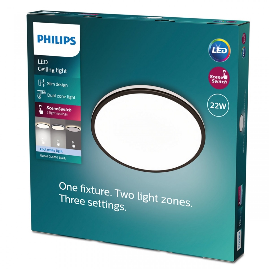 Philips - LED Димируем плафон SCENE SWITCH LED/22W/230V Ø 40 см 4000K черен