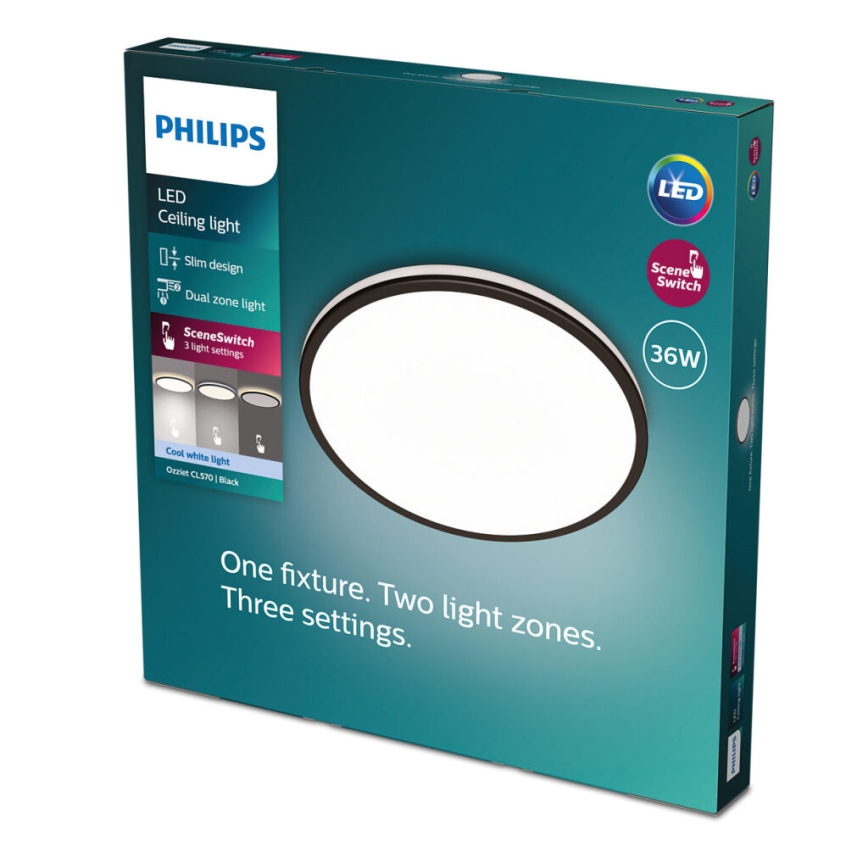 Philips - LED Димируем плафон SCENE SWITCH LED/36W/230V Ø 50 cm 4000K черен