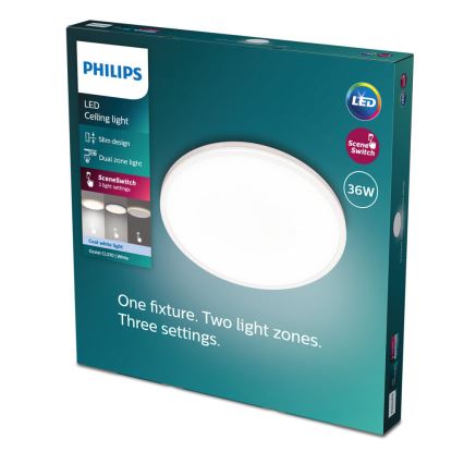 Philips - LED Димируем плафон SCENE SWITCH LED/36W/230V Ø 50 cm 4000K бял