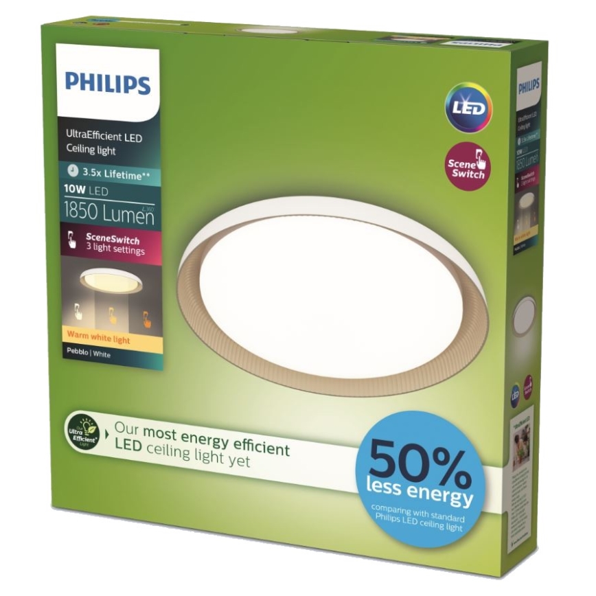 Philips - LED Димируем плафон PEBBLO SCENE SWITCH LED/10W/230V 2700K бял