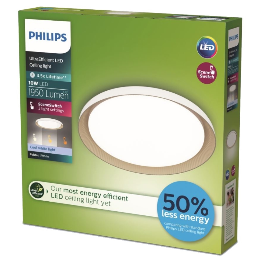 Philips - LED Димируем плафон PEBBLO SCENE SWITCH LED/10W/230V 4000K бял