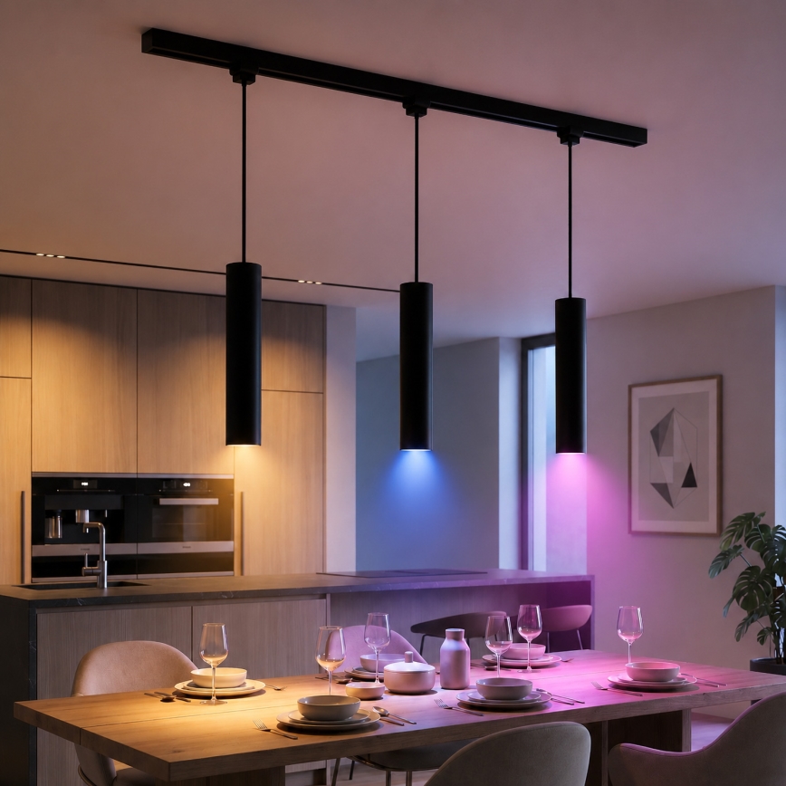 Philips - LED RGBW полилей на кабел за релсова система EASYLINK HUE с възможност за димиране 3xGU10/4,7W/230V 2200-6500K 1m черен