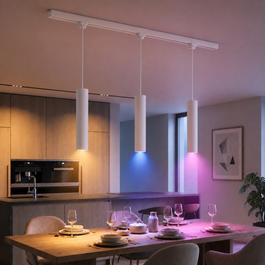 Philips - LED RGBW димируем полилей на кабел за релсова система EASYLINK HUE 3xGU10/4,7W/230V 2200-6500K 1m бял + Hue bridge