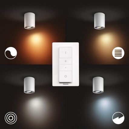 Philips - LED Димируем спот Hue PILLAR 1xGU10/4,2W/230V 2200-6500K + дистанционно управление бял
