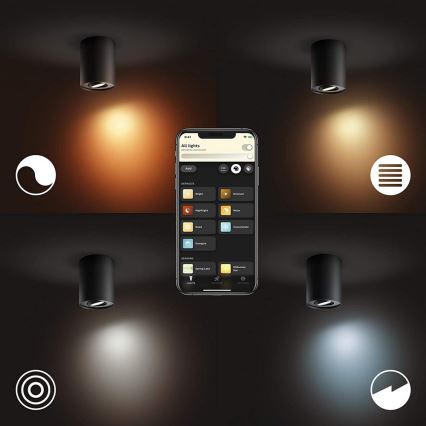 Philips - LED Димируем спот Hue PILLAR 1xGU10/4,2W/230V 2200-6500K + дистанционно управление черен